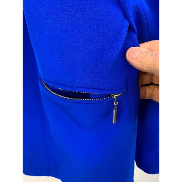 Vince Camuto Open Front Cobalt Blue Blazer Zip Pockets Size 18W GUC 8090 Relaxed - Picture 5 of 9